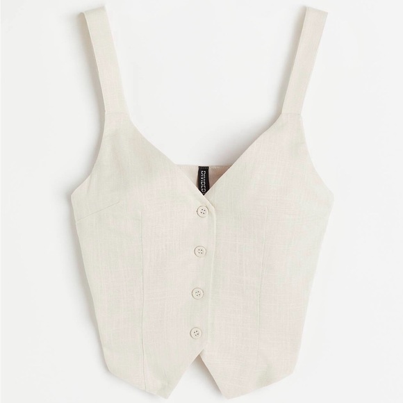 NWT H&M Light Cream Crop Vest Tank & Pants Set - size XXL vest xl pants - Picture 3 of 4
